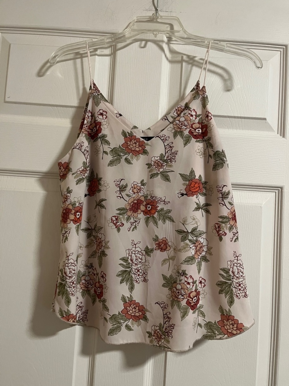Forever 21 Blush Floral V-Neck Spaghetti Strap Camisole